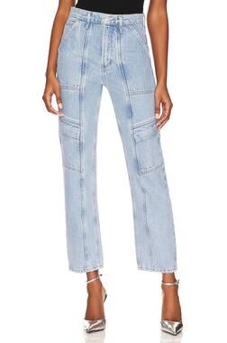 AGOLDE Cooper Cargo Jeans Rank Blue Light Wash Zip Fly Women's 30